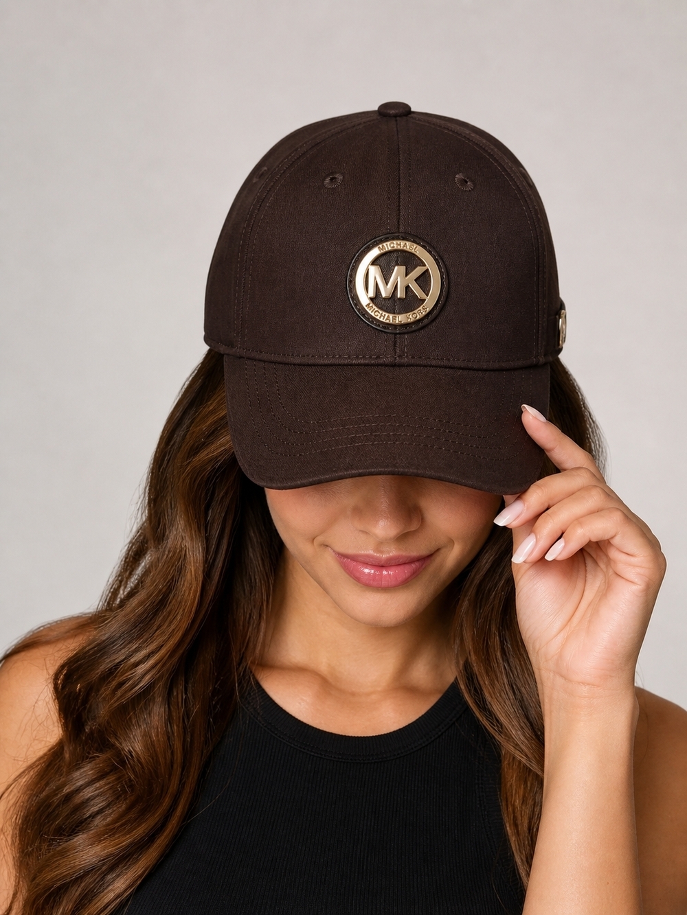 🆕️Michael Kors Chocolate Brown Logo Baseball Cap Hat Women Adjustable Strap NWT